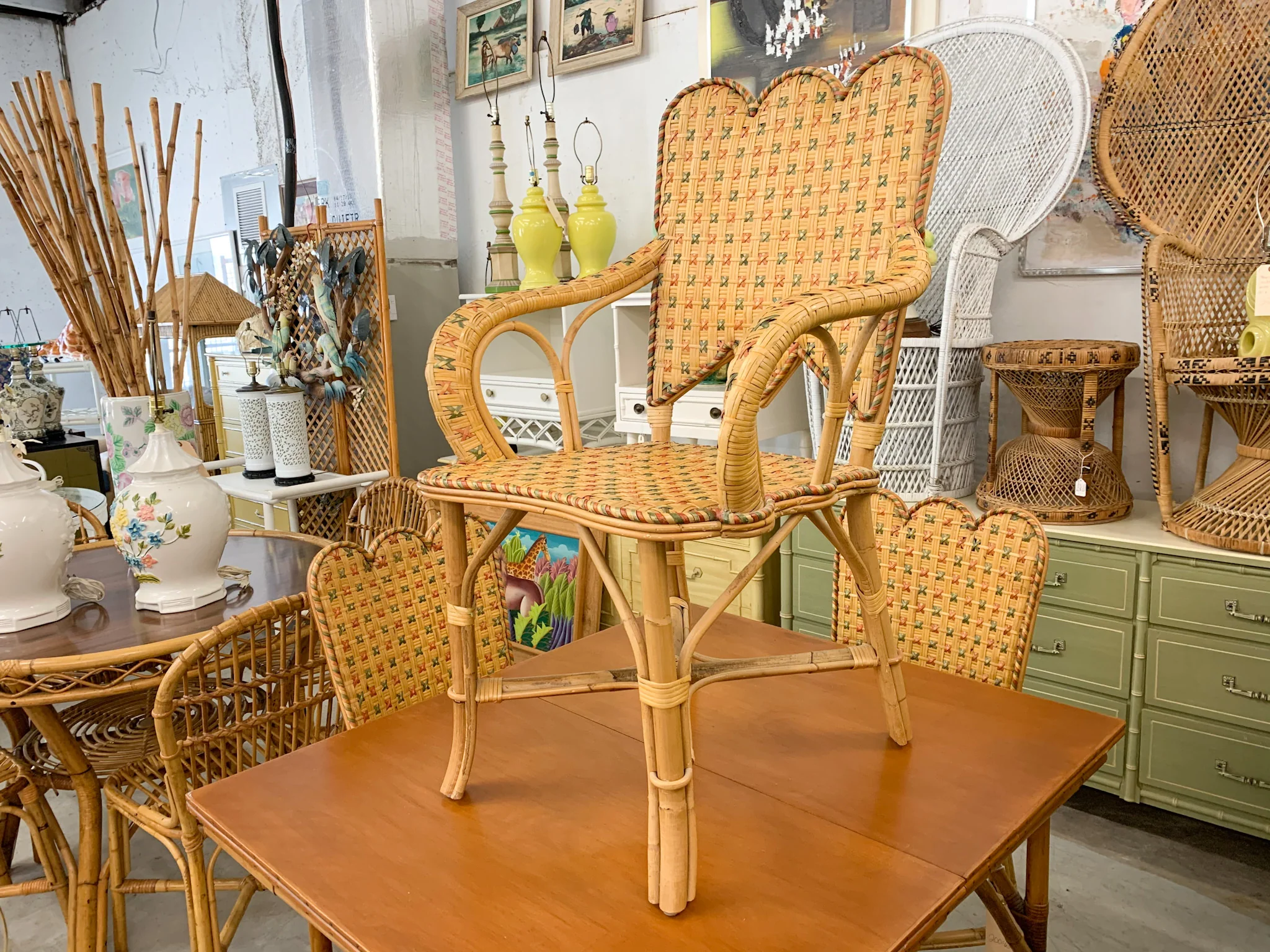 Woven Rattan Scalloped Arm Chair - Image 2