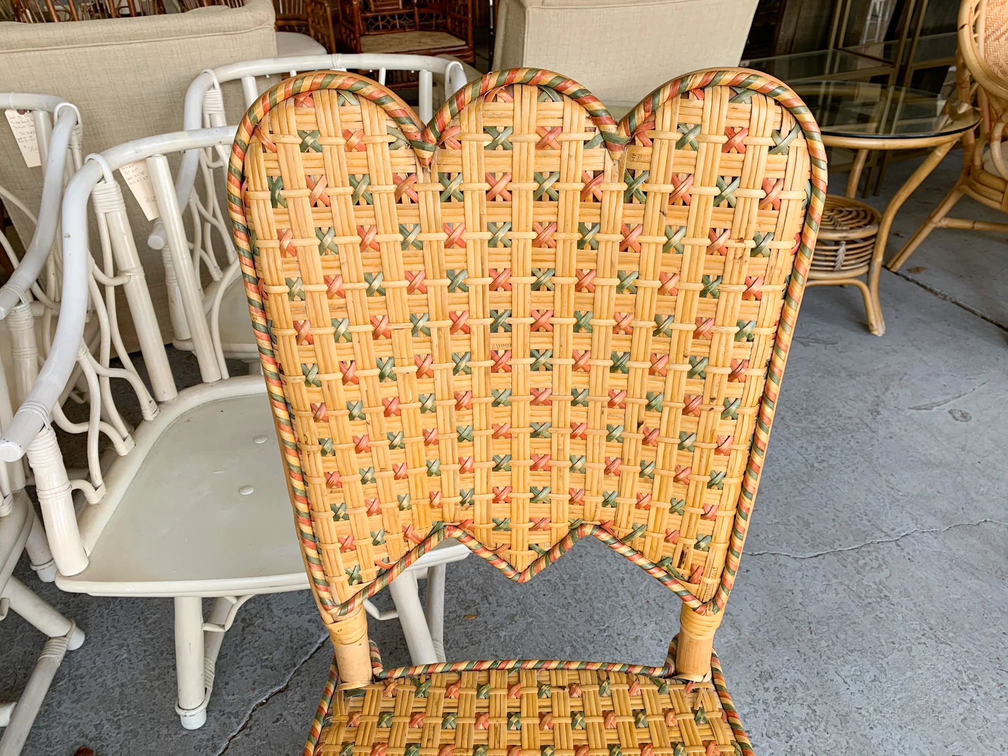 Woven Rattan Scalloped Side Chair - Image 2
