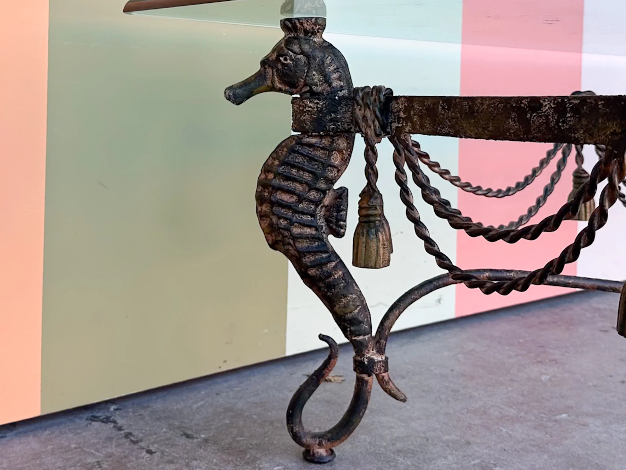 Wrought Iron Seahorse and Tassel Coffee Table - Image 10