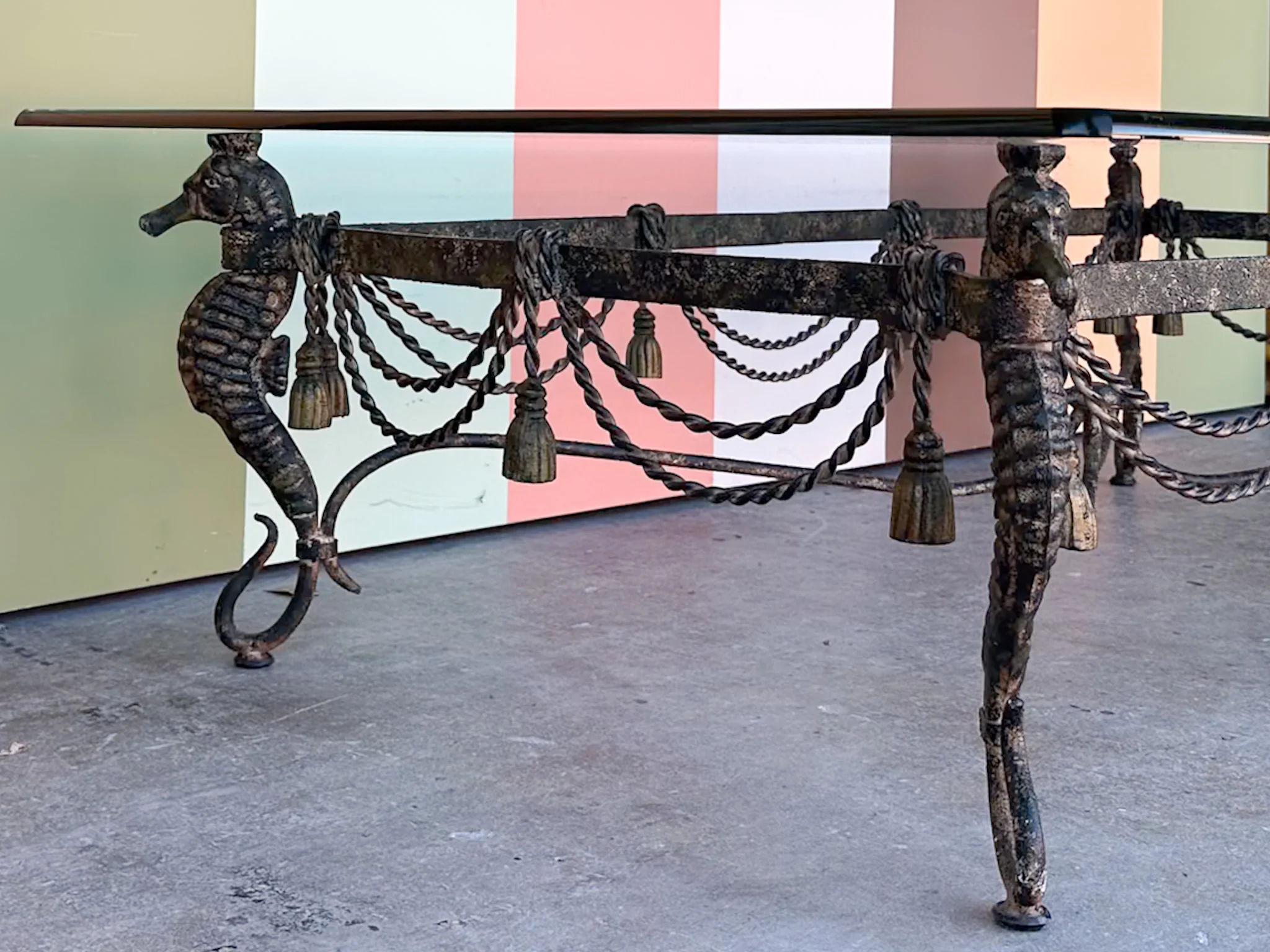 Wrought Iron Seahorse and Tassel Coffee Table - Image 11