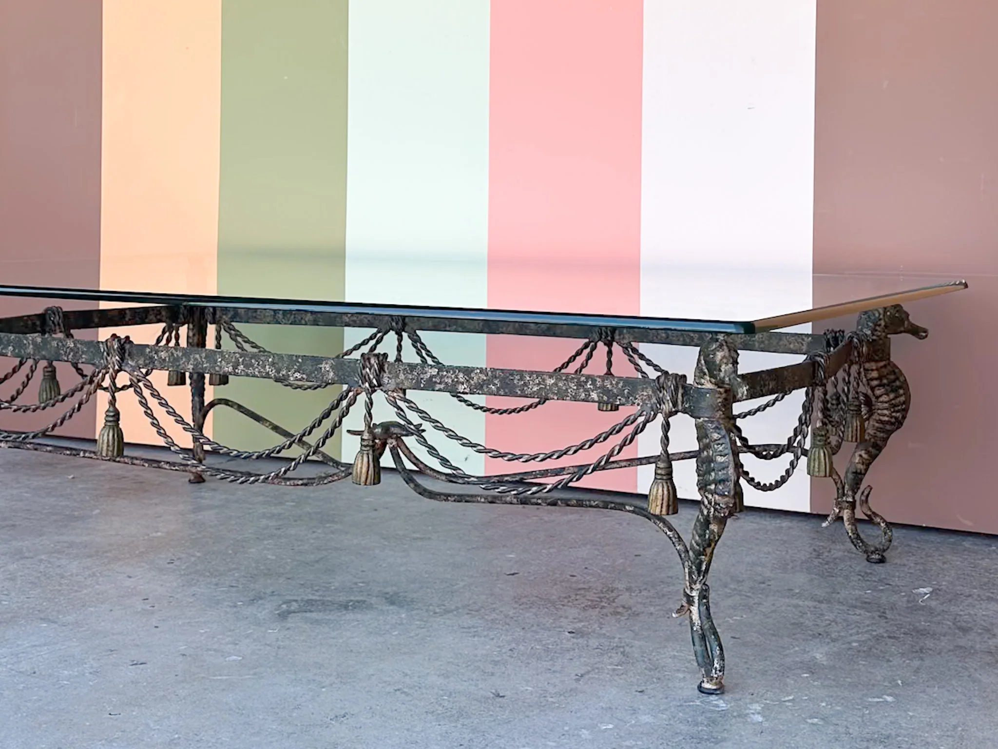 Wrought Iron Seahorse and Tassel Coffee Table - Image 12