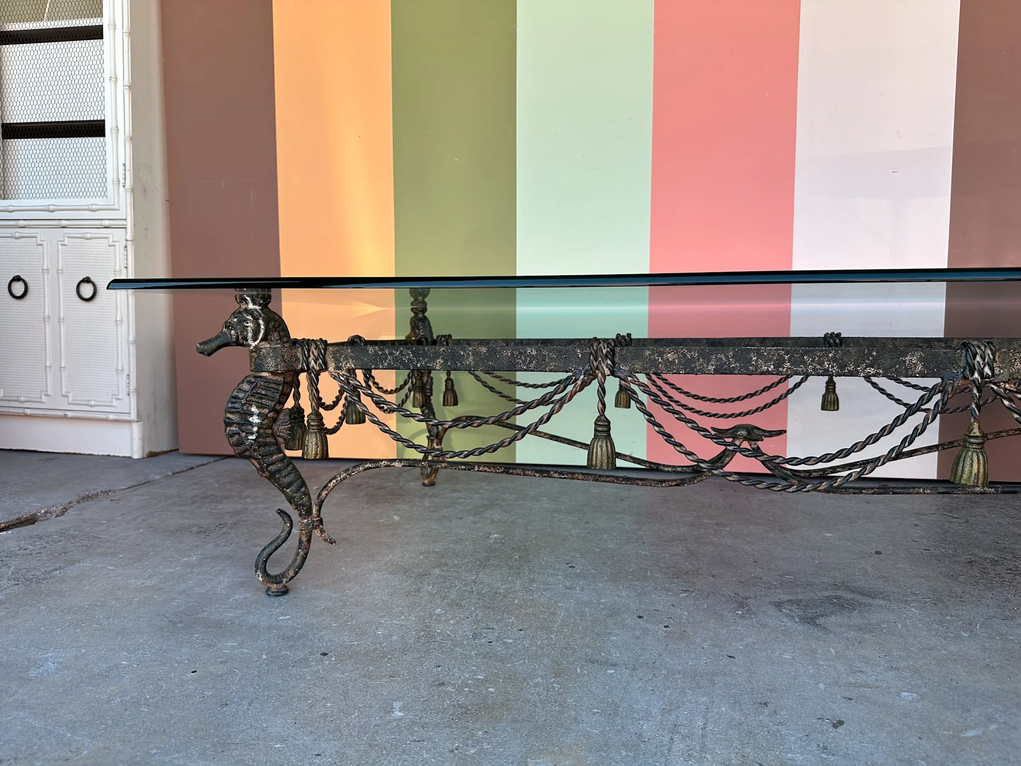 Wrought Iron Seahorse and Tassel Coffee Table - Image 6