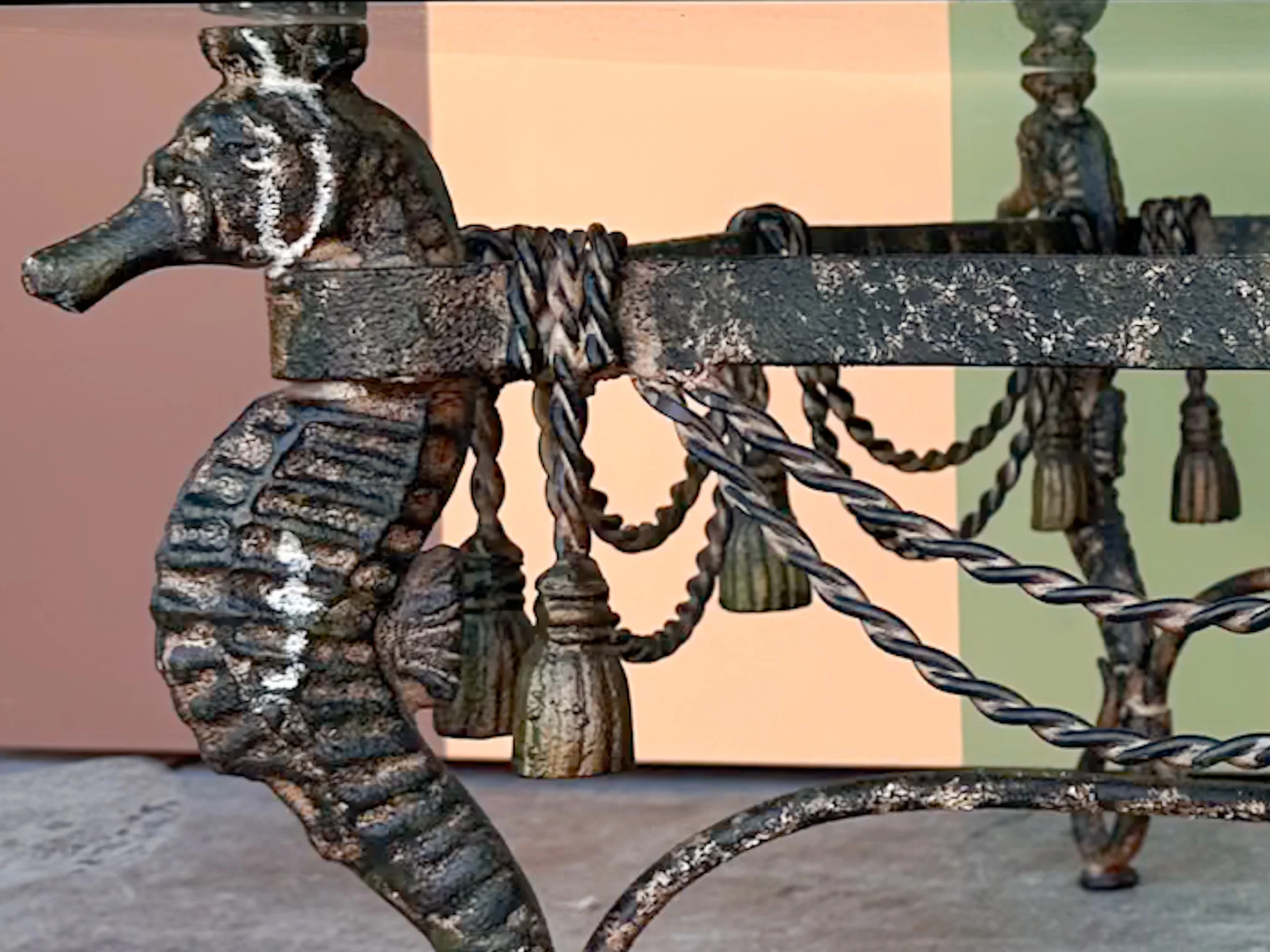 Wrought Iron Seahorse and Tassel Coffee Table - Image 7