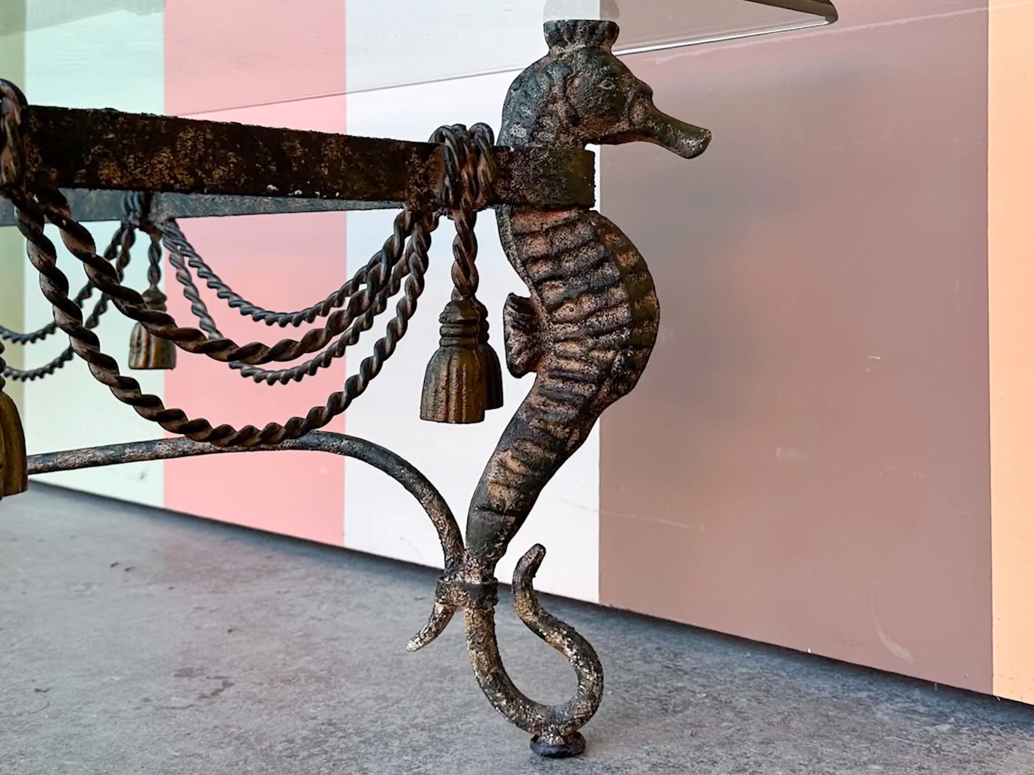 Wrought Iron Seahorse and Tassel Coffee Table - Image 9