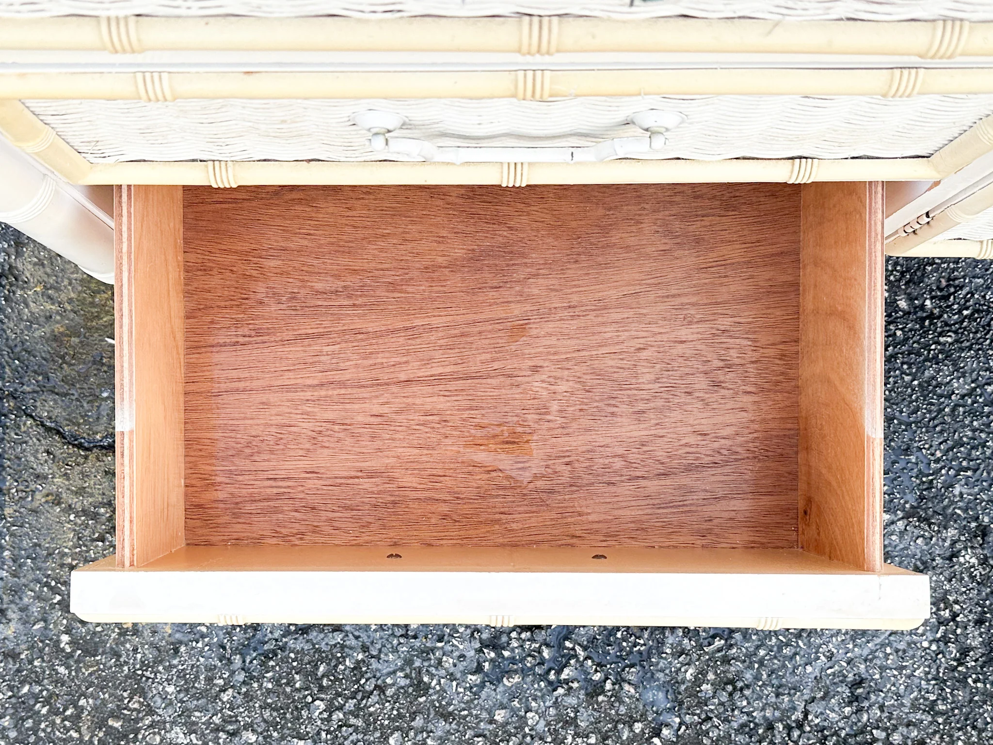 Yellow and White Faux Bamboo and Rattan Dresser - Image 14