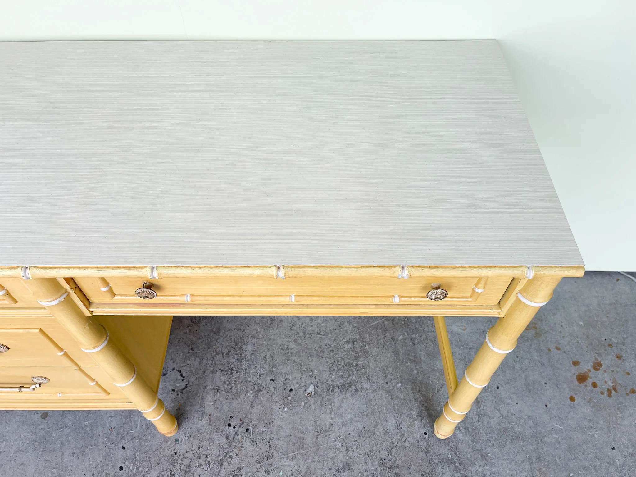 Yellow Thomasville Faux Bamboo Desk and Chair - Image 5